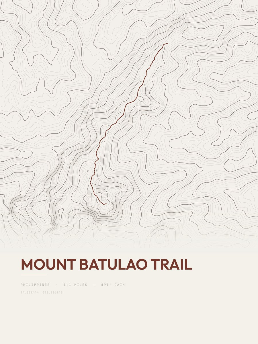 Mount Batulao Trail Topographic print