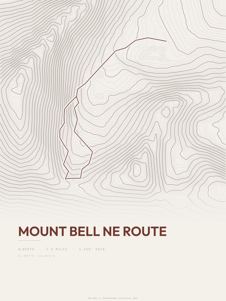 Mount Bell NE Route Topographic print