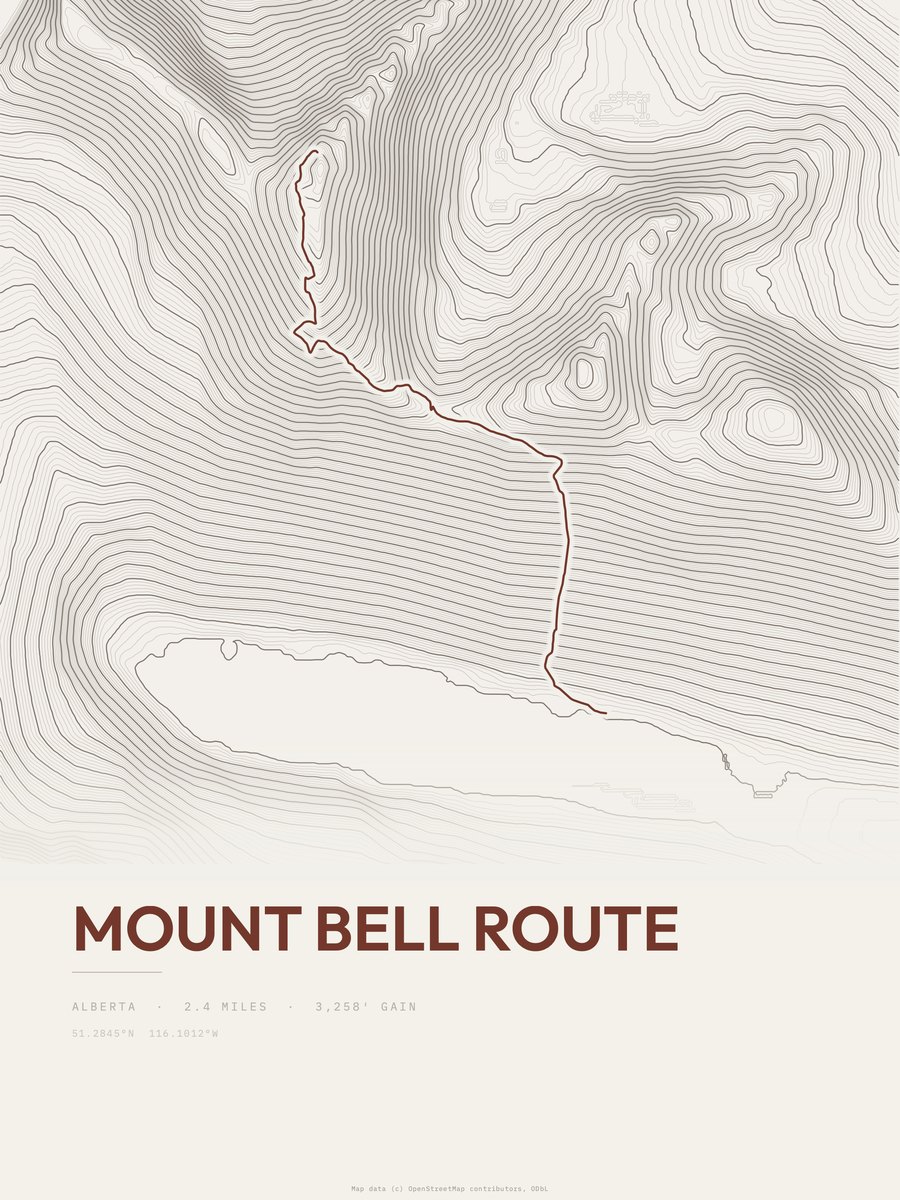 Mount Bell Route Topographic print