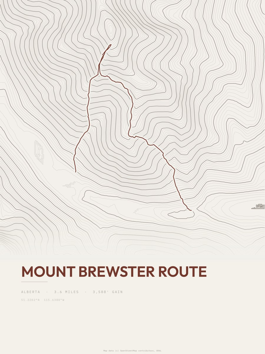 Mount Brewster Route Topographic print