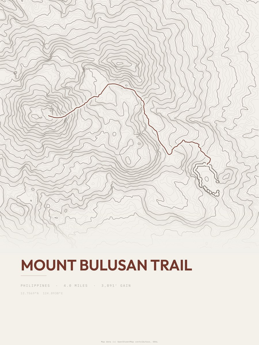 Mount Bulusan Trail topographic trail print
