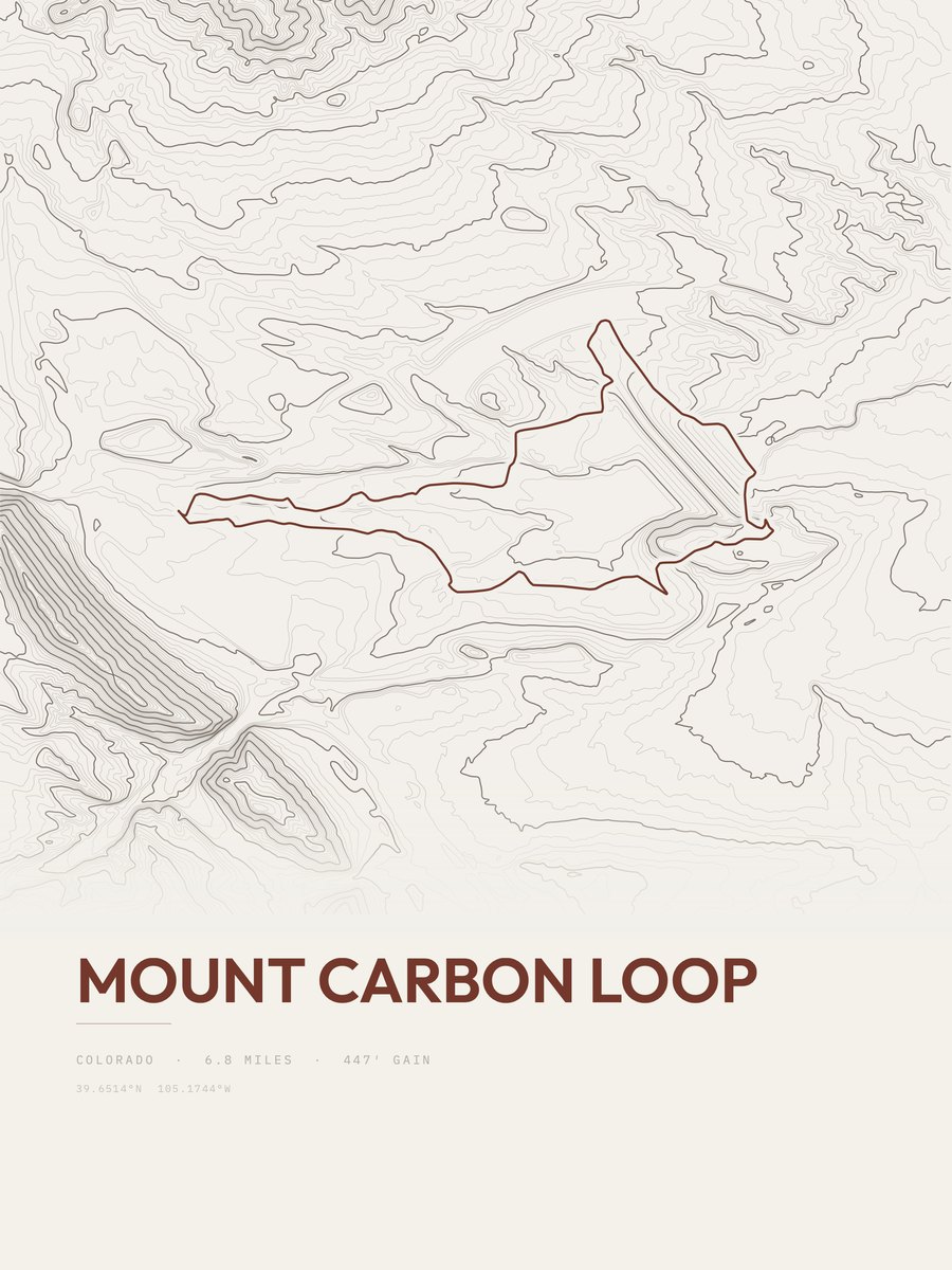 Mount Carbon Loop topographic trail print