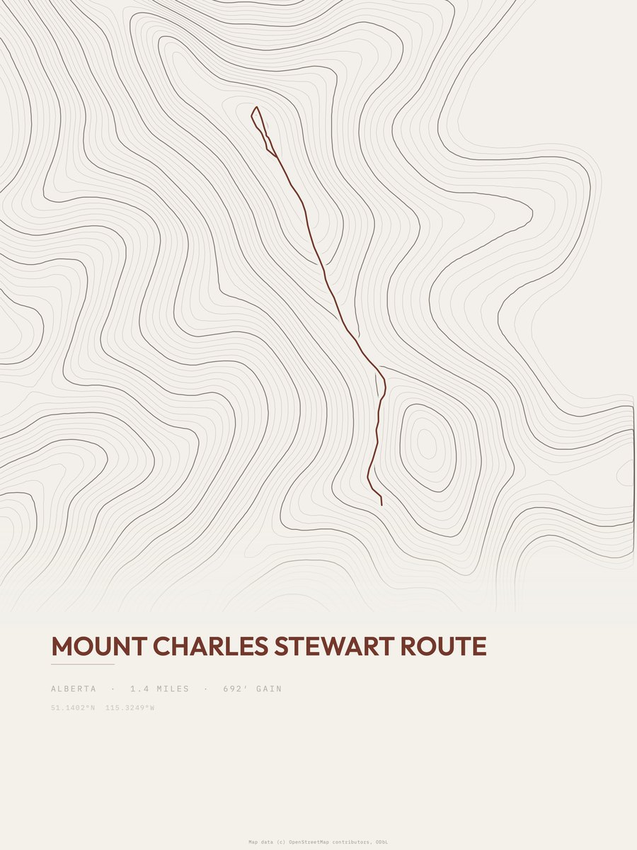 Mount Charles Stewart Route Topographic print