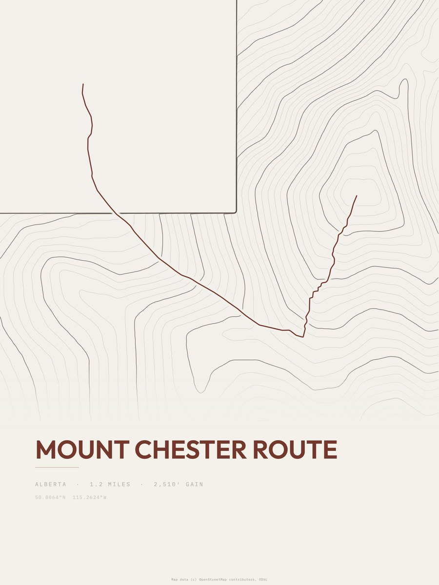 Mount Chester Route Topographic print