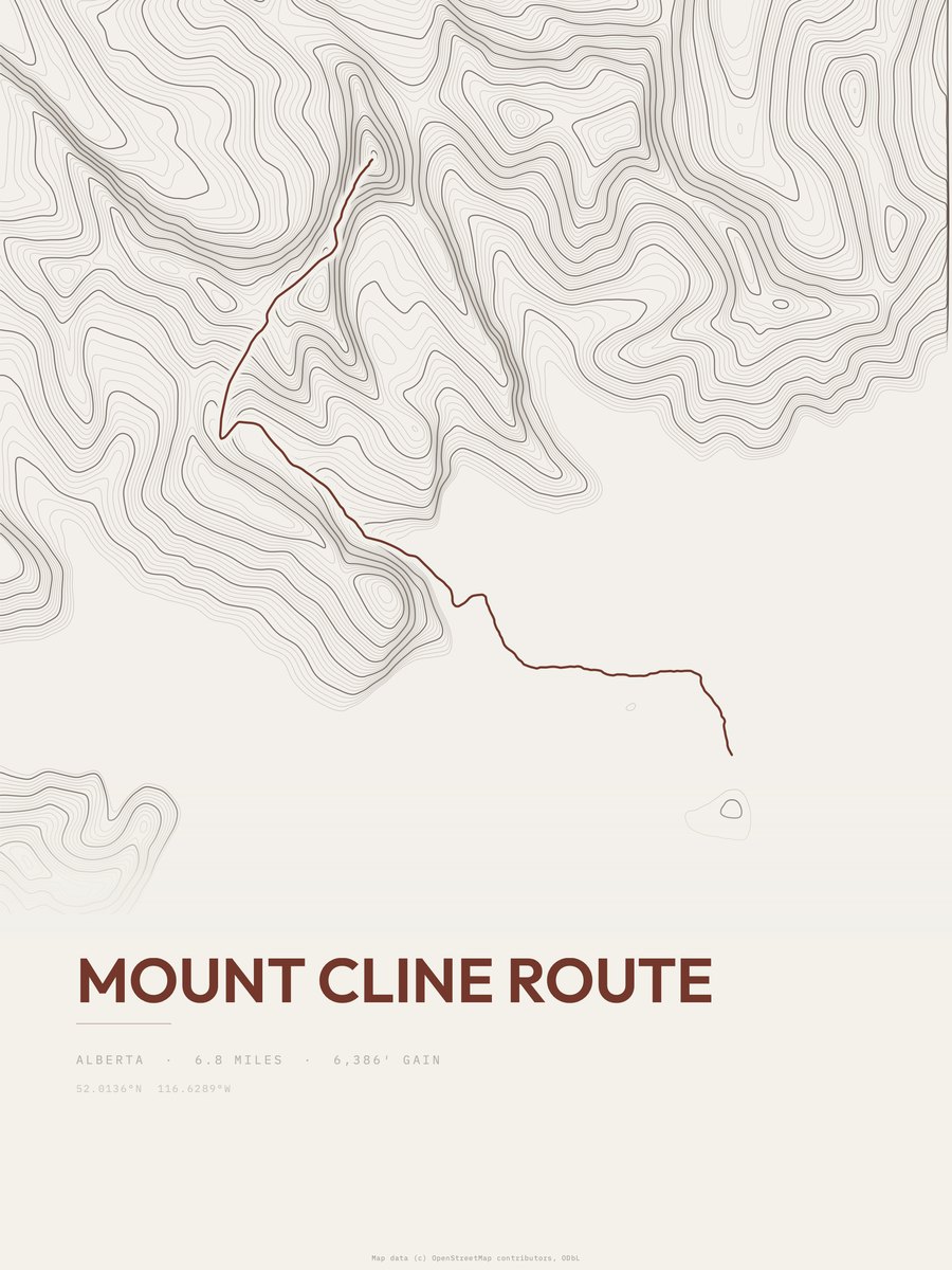 Mount Cline Route Topographic print