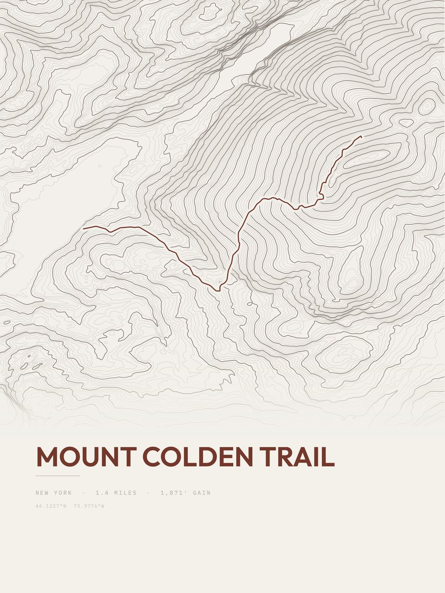 Mount Colden Trail Topographic print