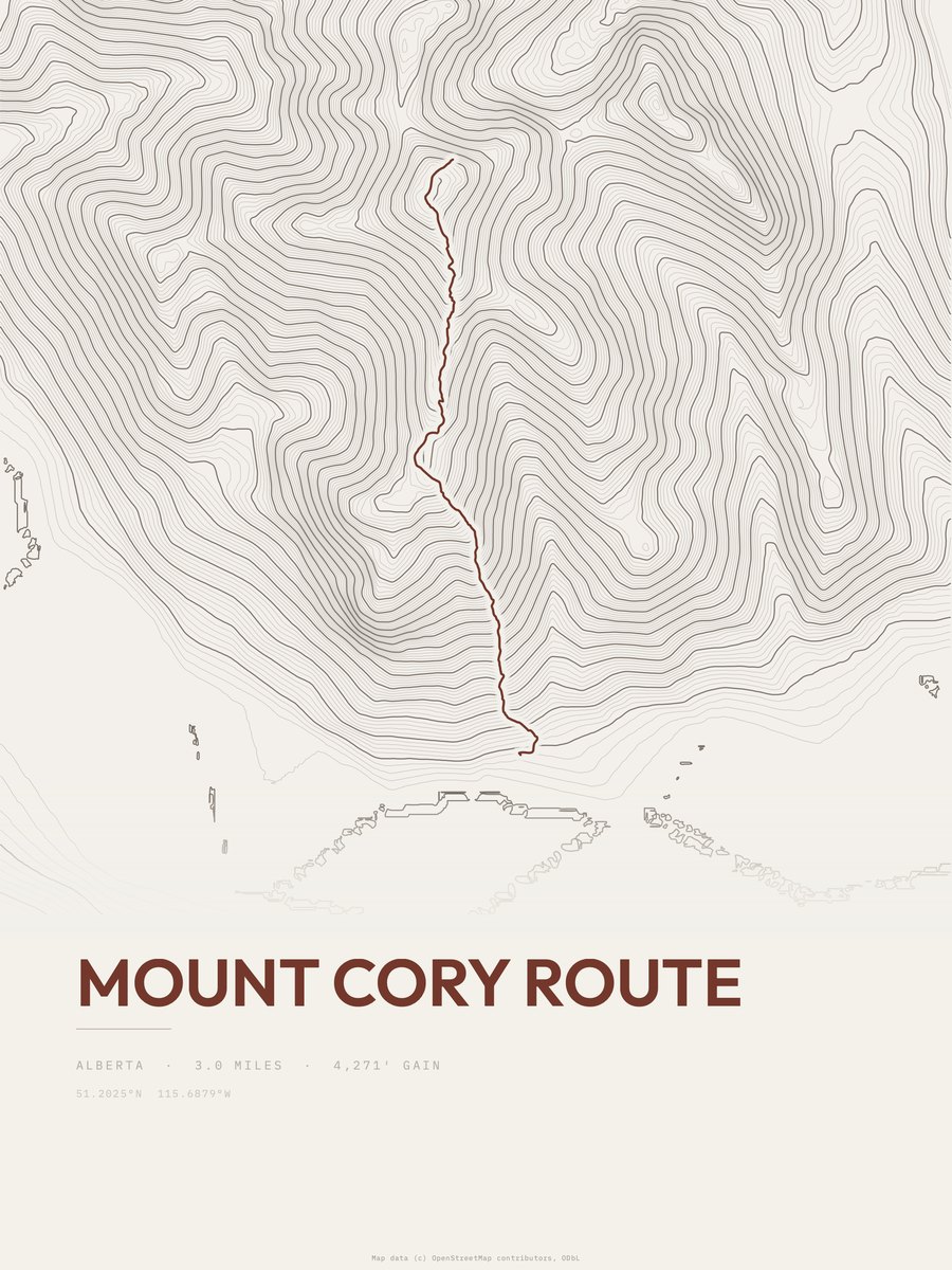 Mount Cory Route Topographic print