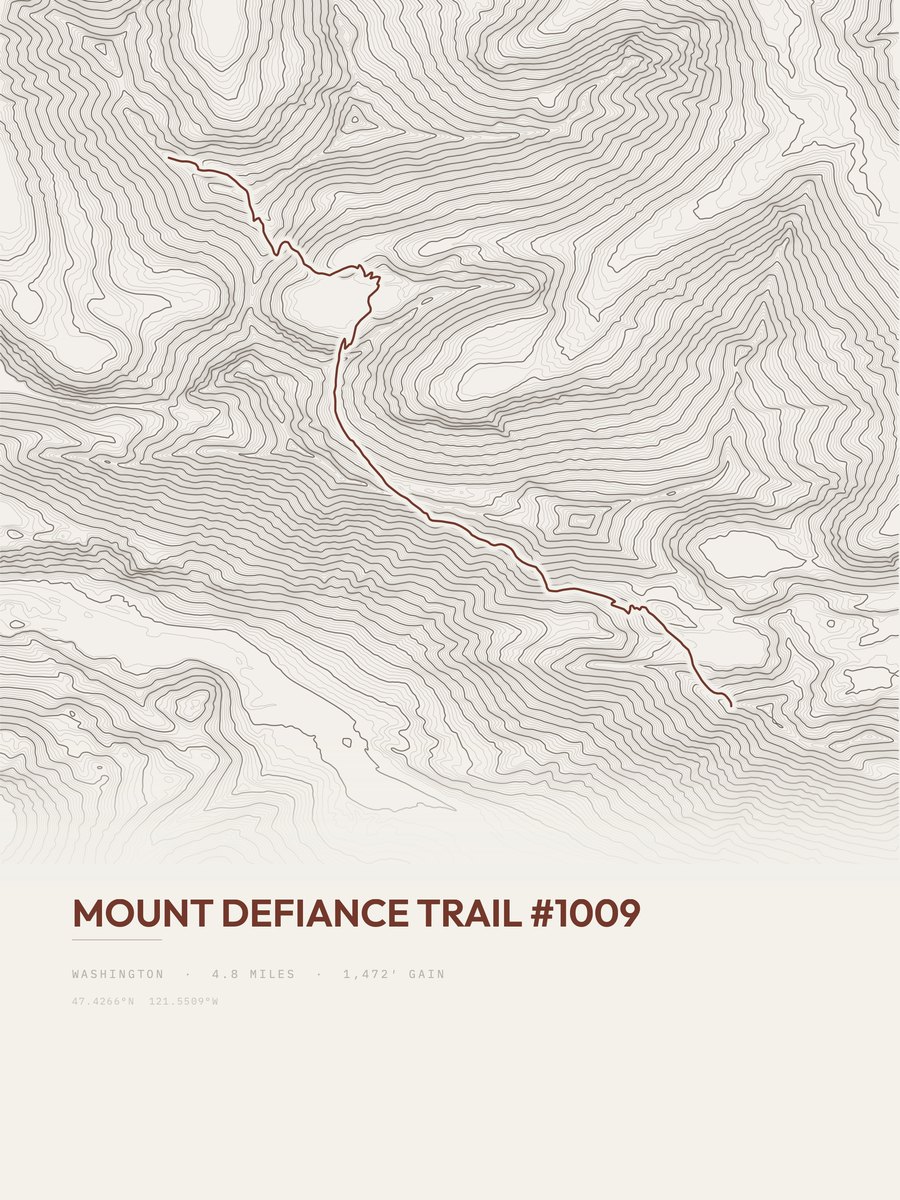 Mount Defiance Trail Topographic print
