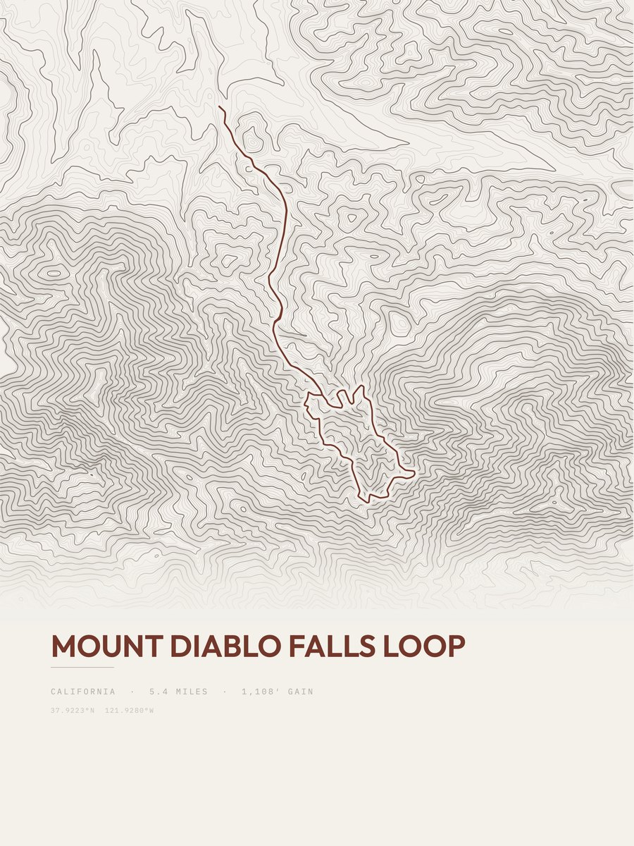 Mount Diablo Falls Loop Topographic print
