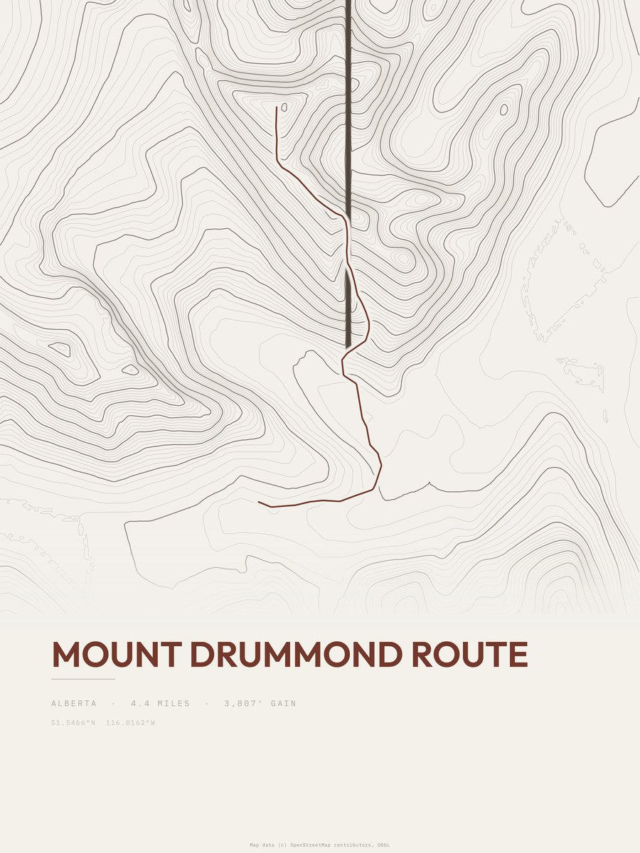 Mount Drummond Route Topographic print