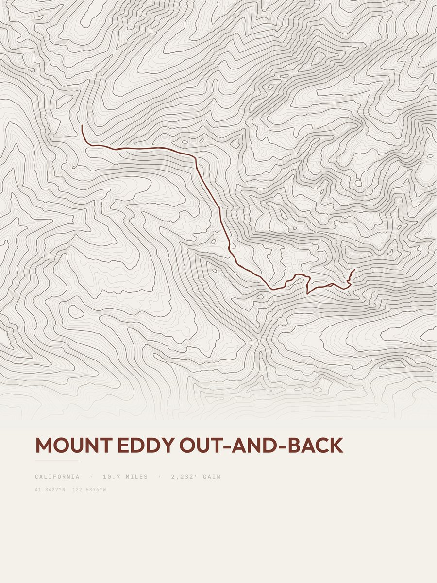Mount Eddy topographic trail print