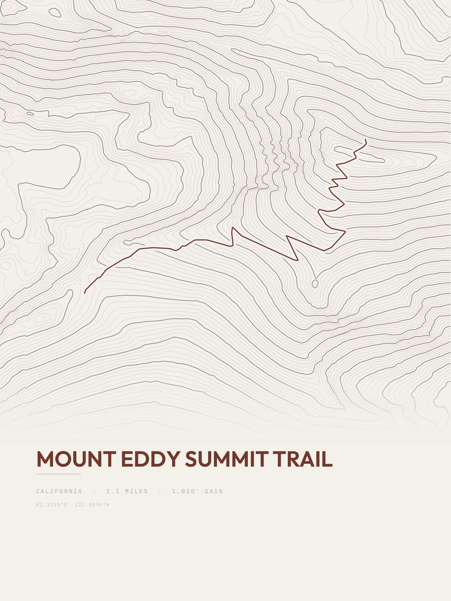 Mount Eddy Summit Trail topographic trail print