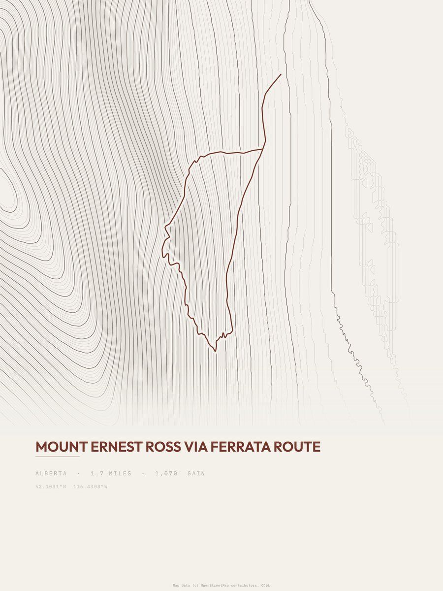 Mount Ernest Ross Via Ferrata topographic trail print