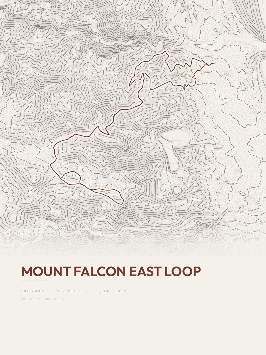 Mount Falcon East Loop topographic trail print