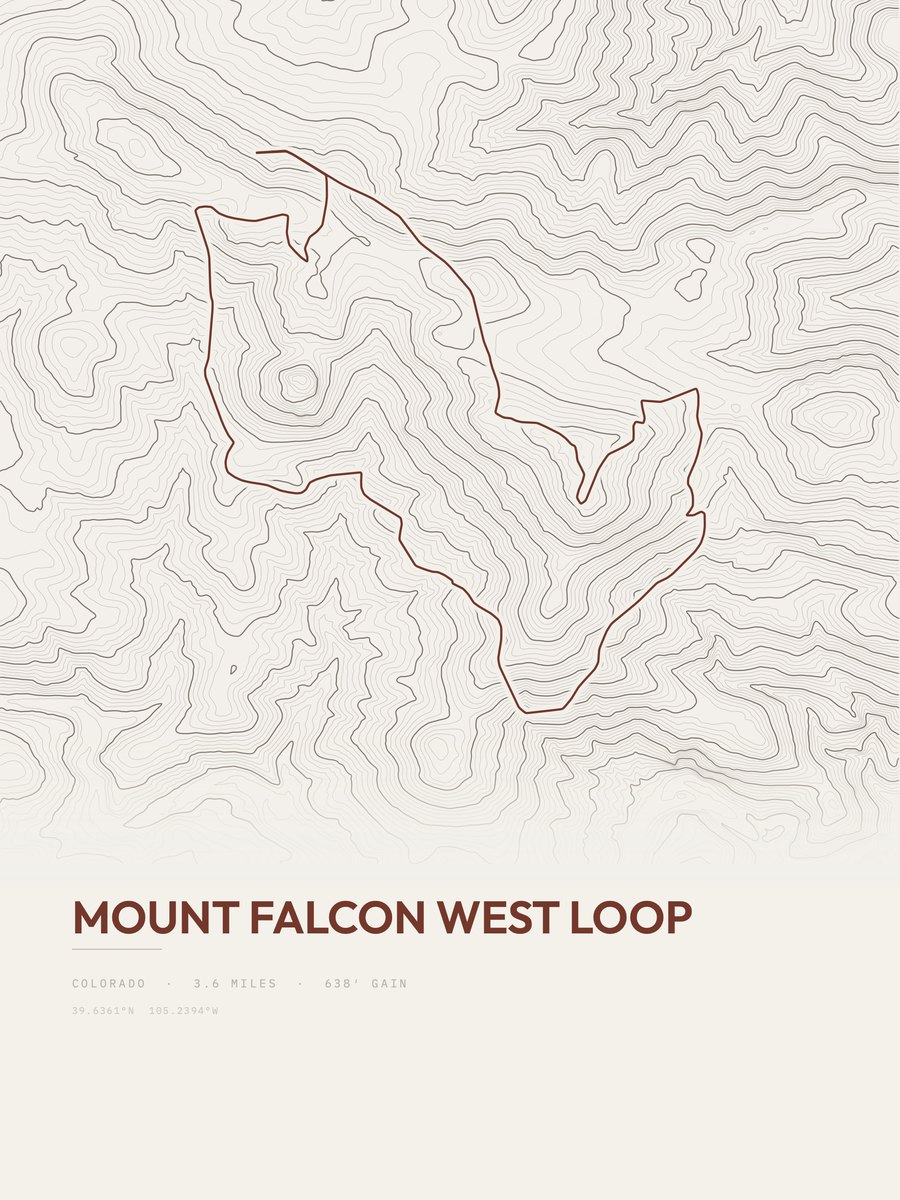 Mount Falcon West Loop topographic trail print