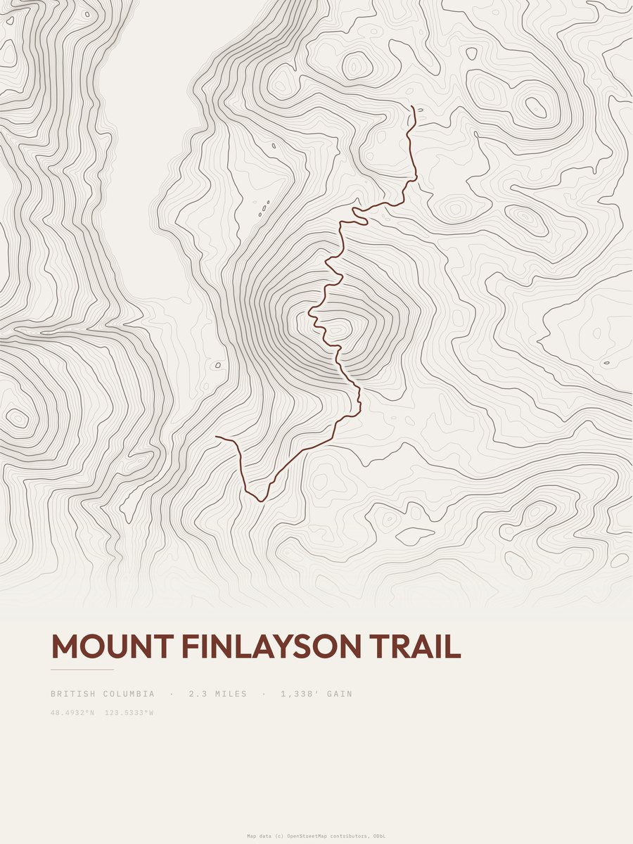 Mount Finlayson Trail Topographic print