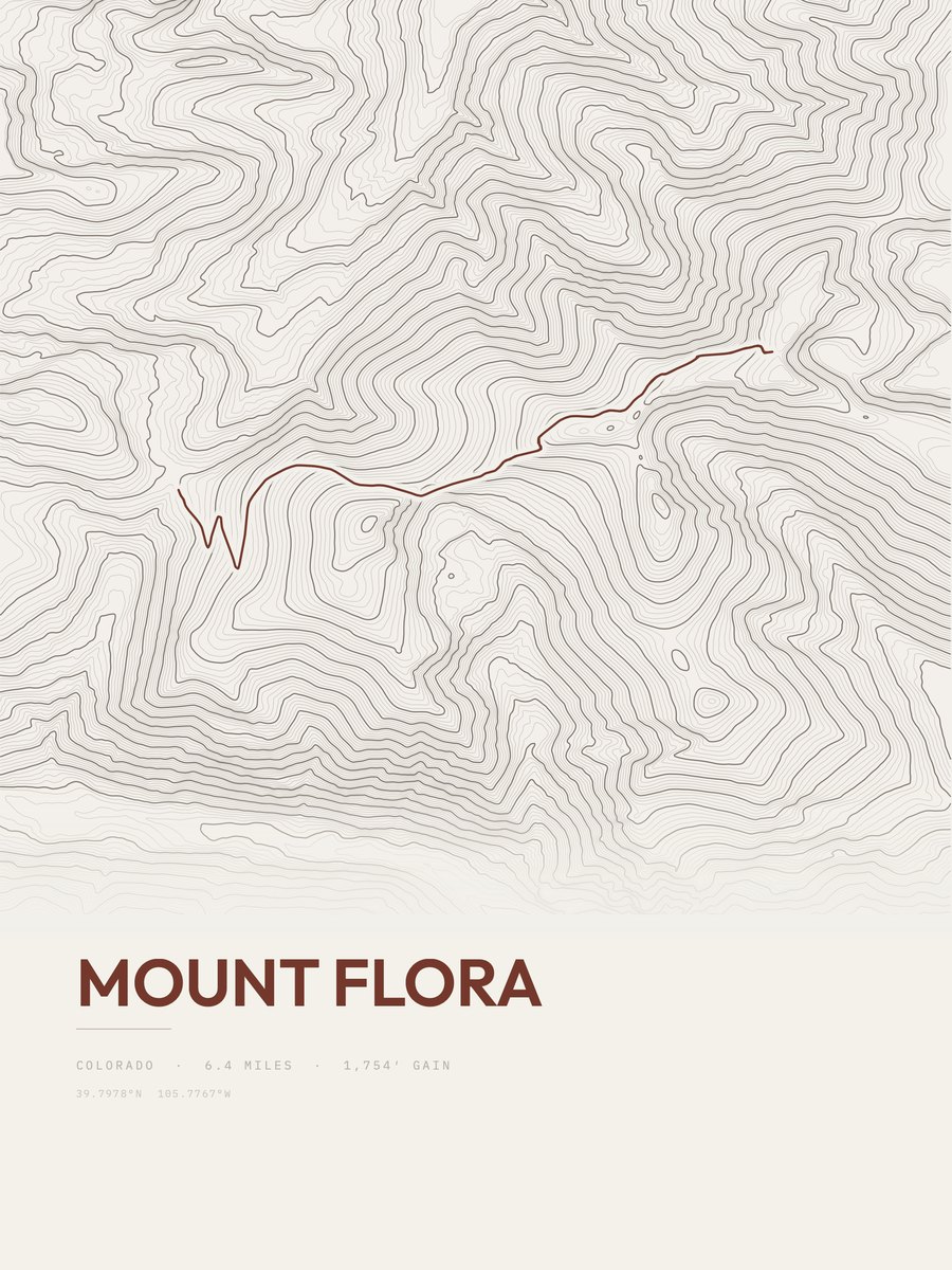 Mount Flora topographic trail print