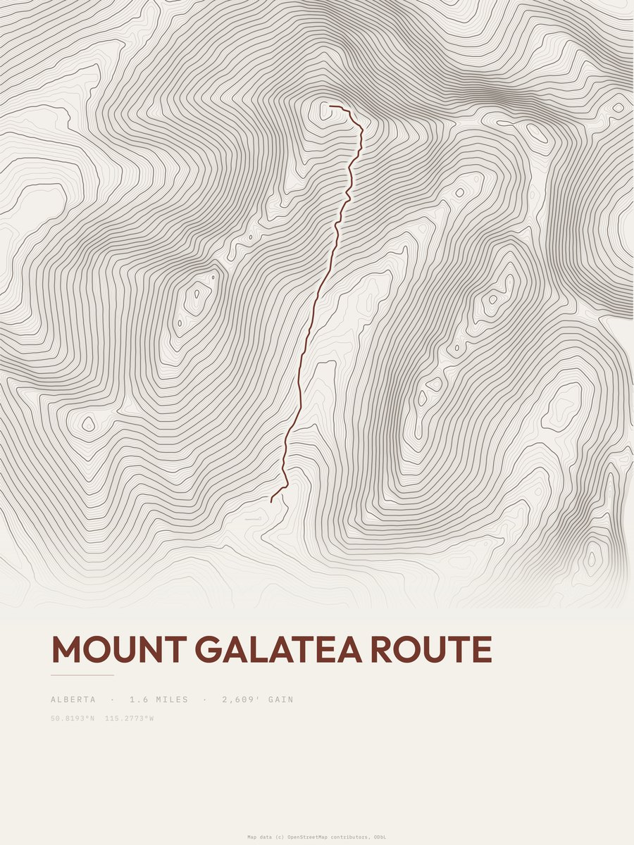 Mount Galatea Route Topographic print
