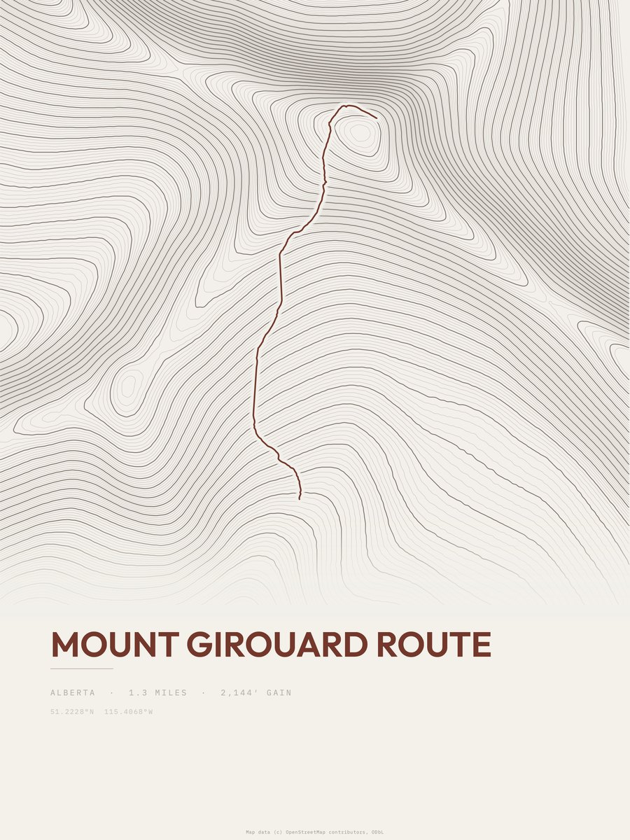 Mount Girouard Route Topographic print
