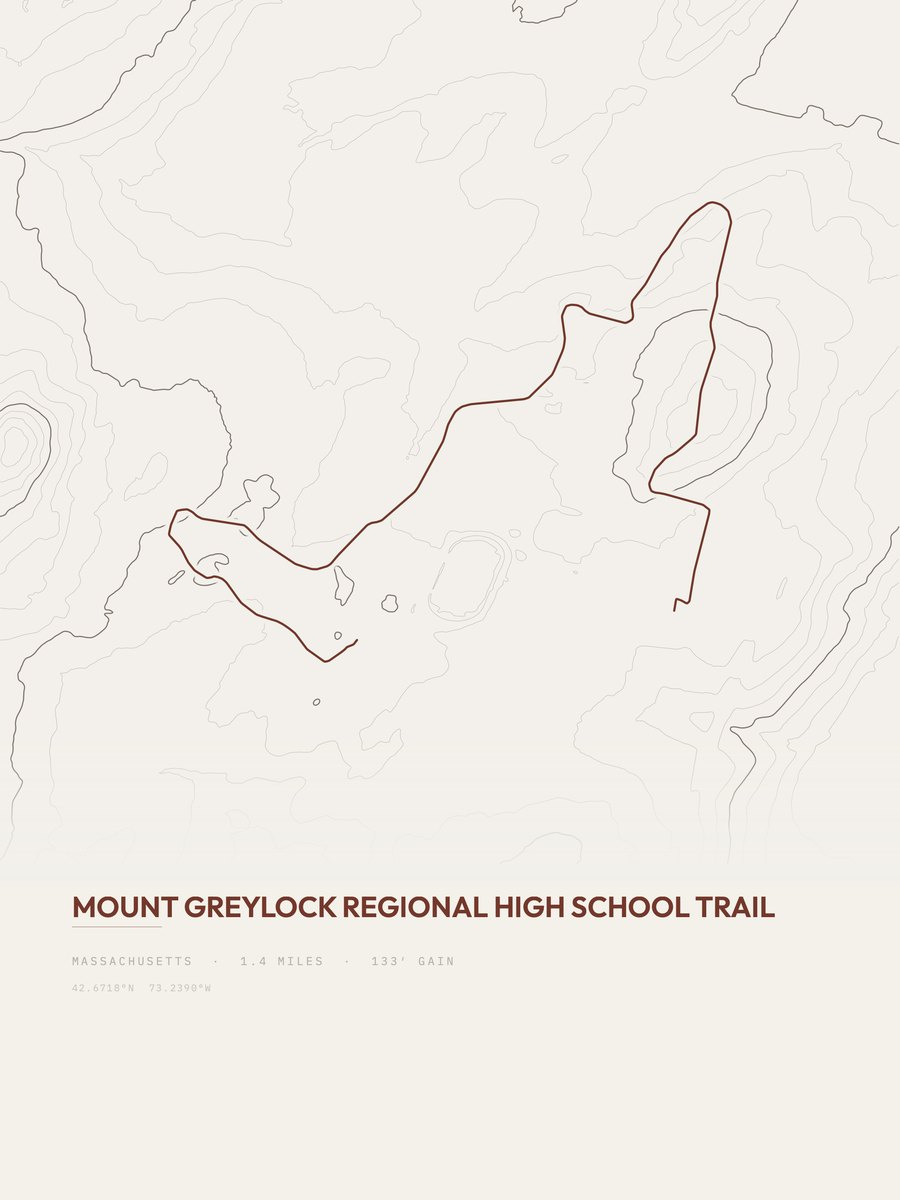 Mount Greylock Regional High School Trail topographic trail print