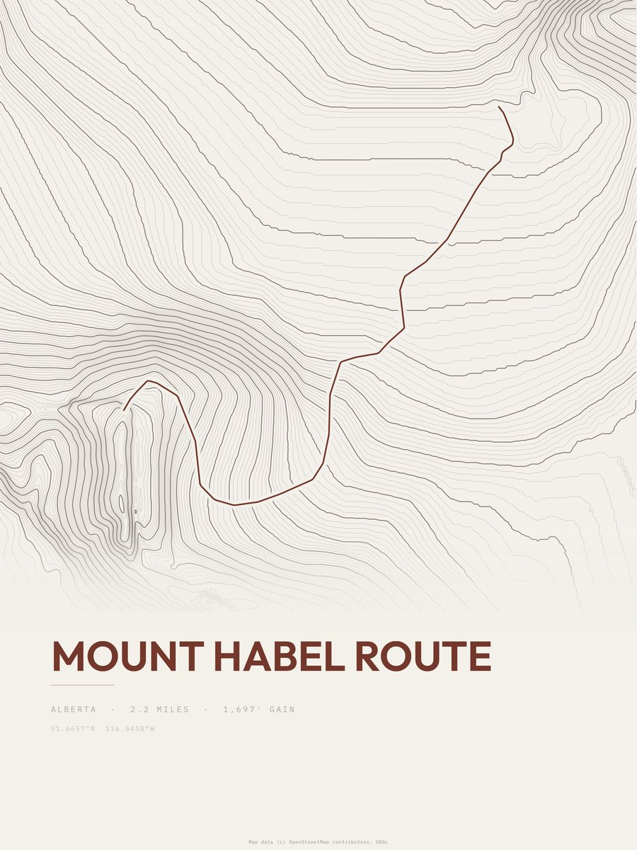 Mount Habel Route Topographic print