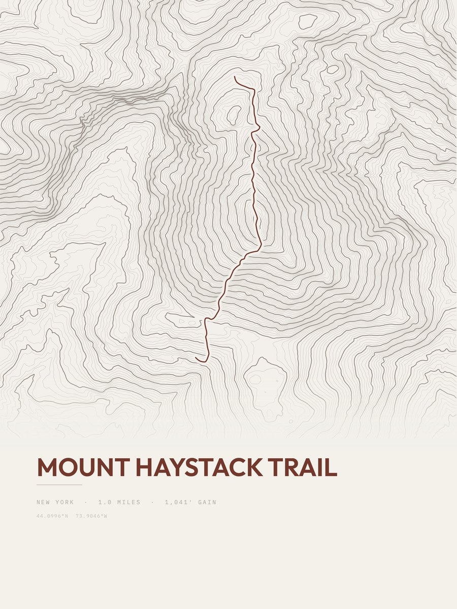 Mount Haystack Trail Topographic print