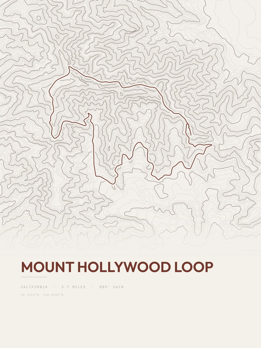 Mount Hollywood Loop Topographic print