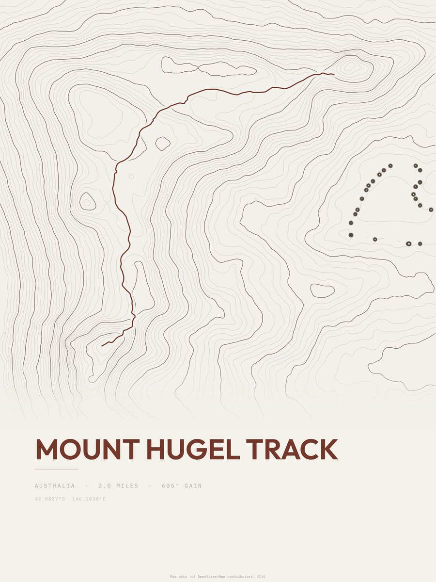 Mount Hugel Track Topographic print