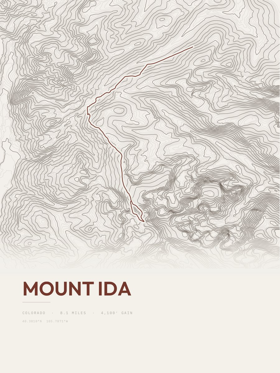 Mount Ida topographic trail print