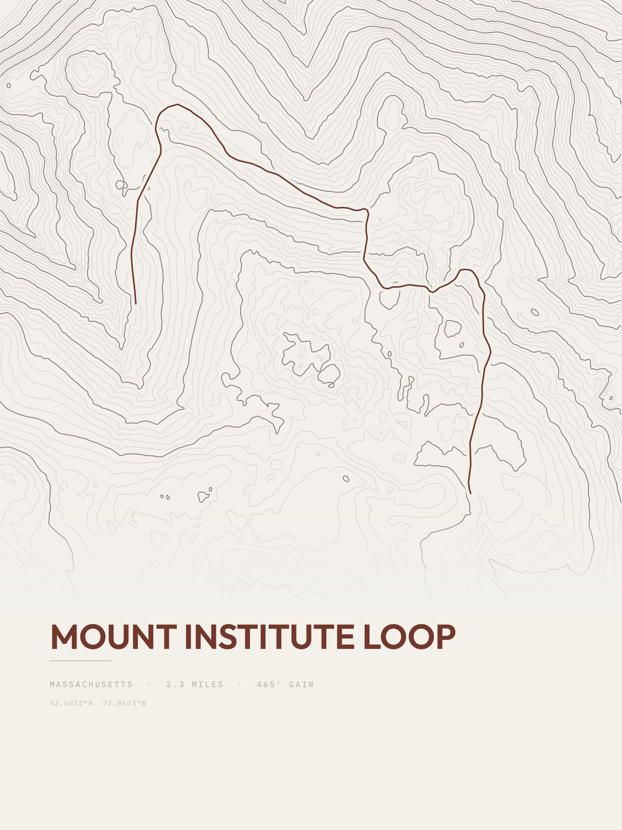 Mount Institute Loop topographic trail print