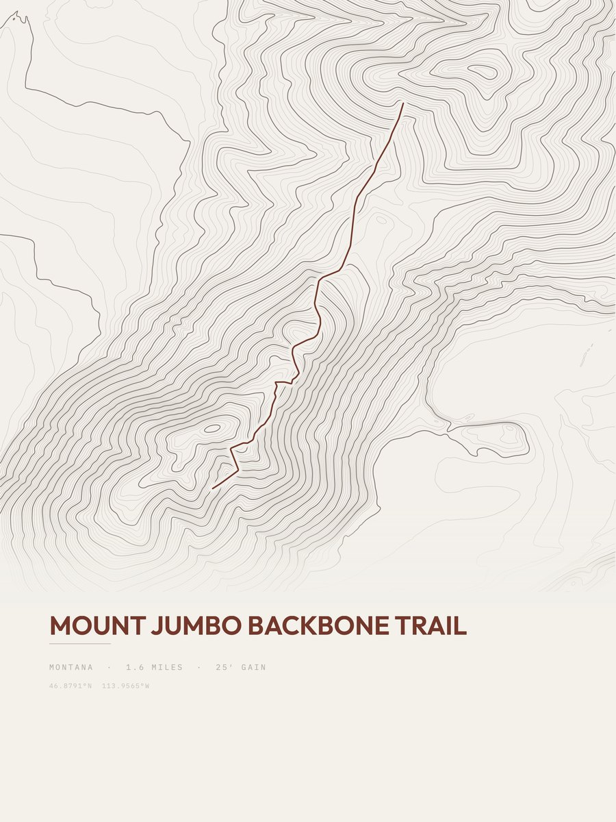 Mount Jumbo Backbone Trail Topographic print