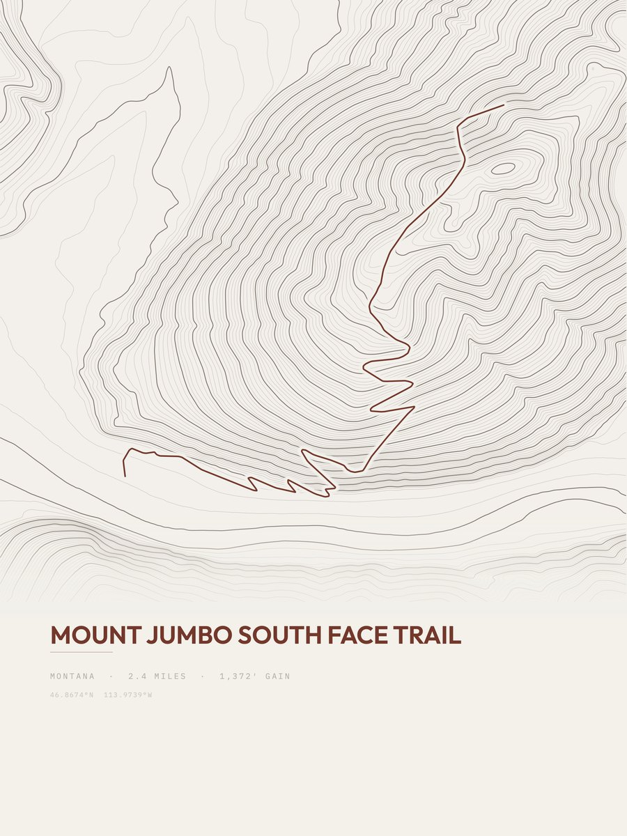 Mount Jumbo South Face Trail Topographic print