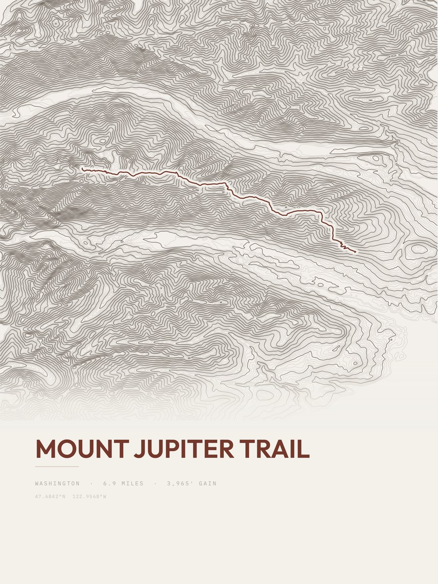Mount Jupiter Trail topographic trail print