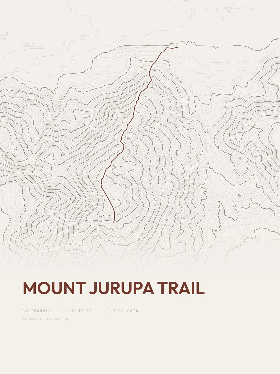 Mount Jurupa Trail Topographic print