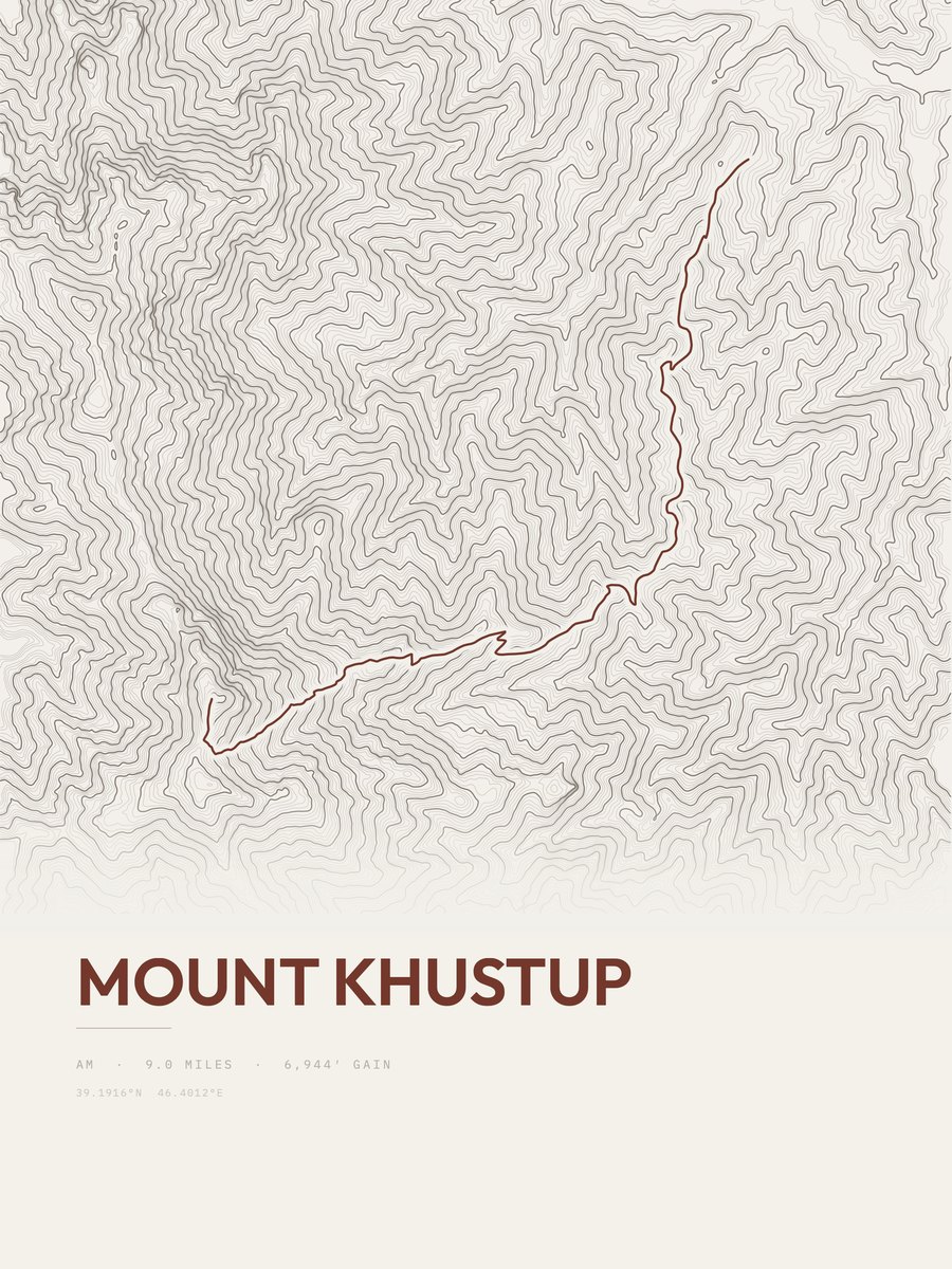 Mount Khustup topographic trail print