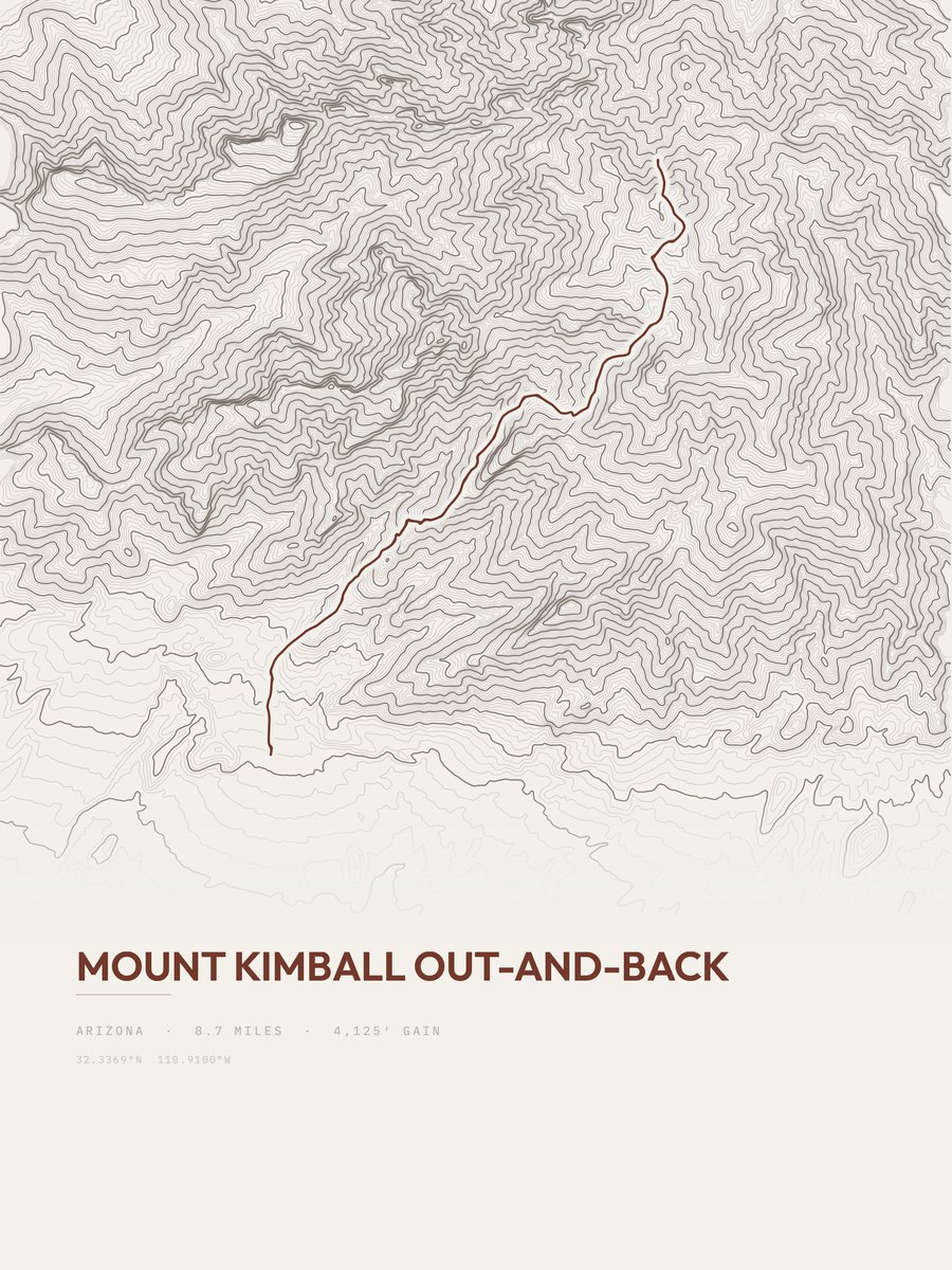 Mount Kimball topographic trail print