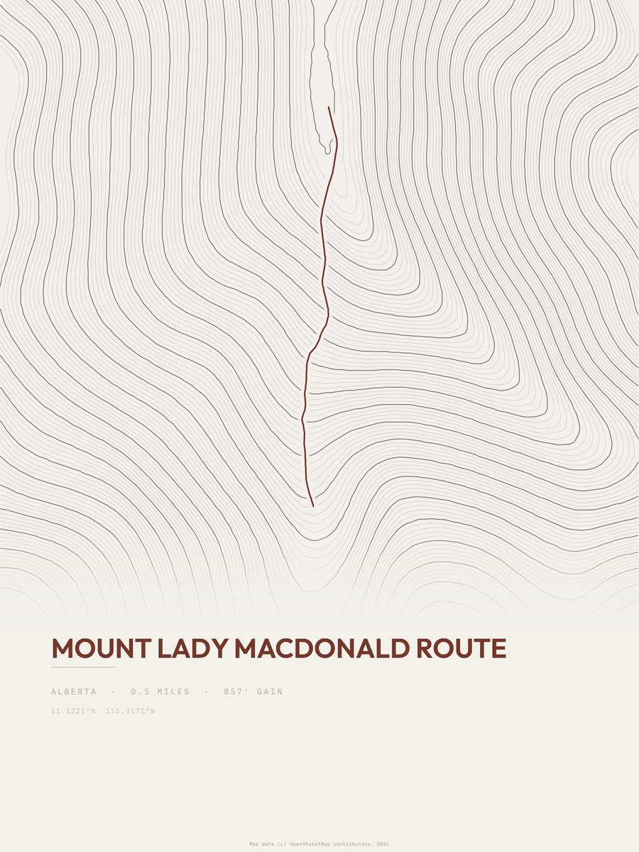 Mount Lady MacDonald Route Topographic print