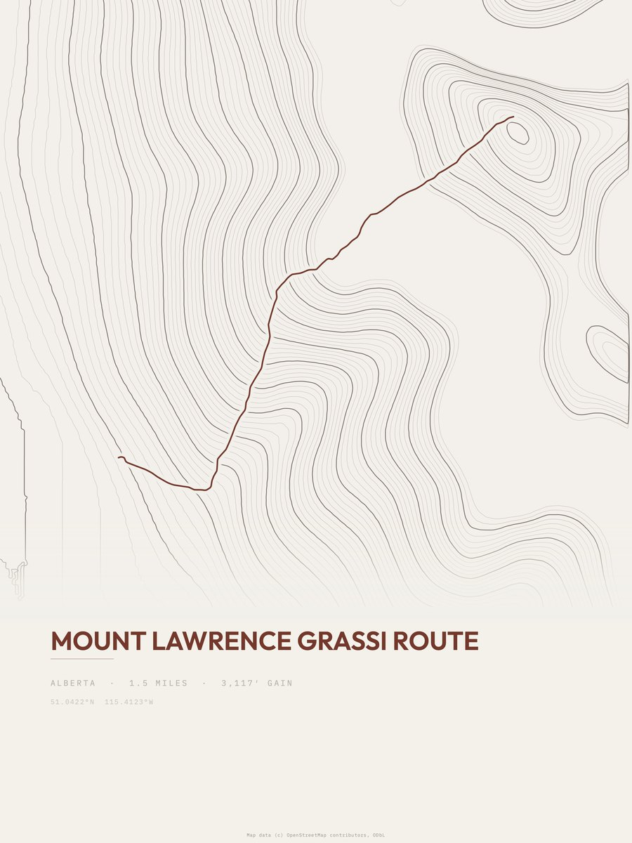 Mount Lawrence Grassi Route Topographic print