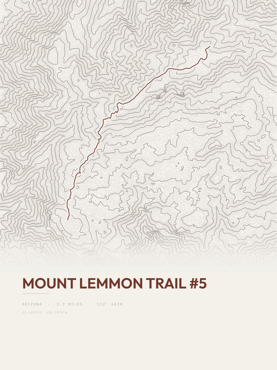 Mount Lemmon Trail Topographic print