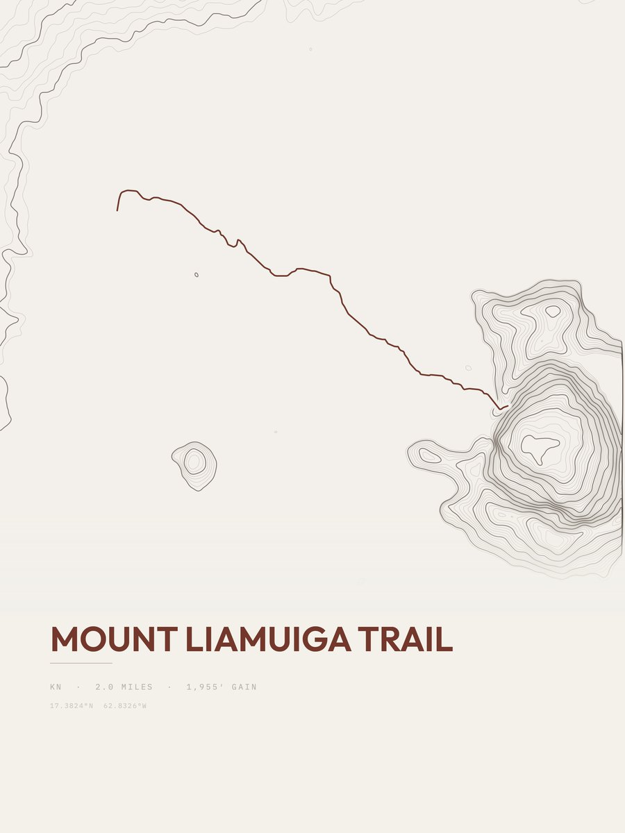 Mount Liamuiga Trail Topographic print