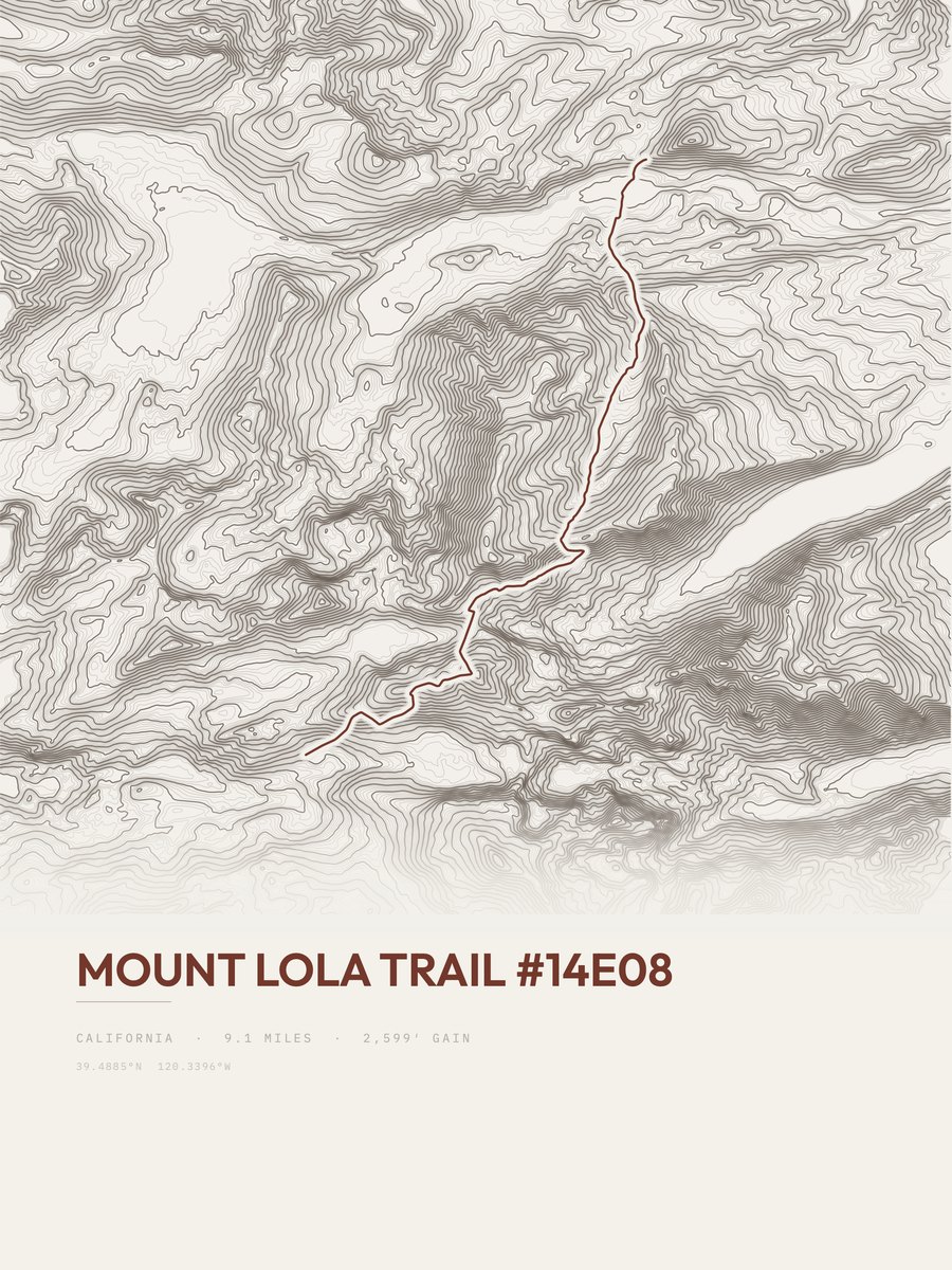 Mount Lola Trail topographic trail print