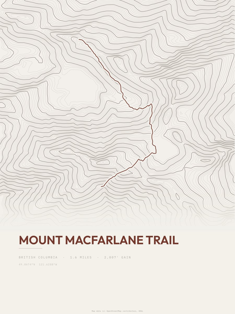 Mount Macfarlane Trail Topographic print