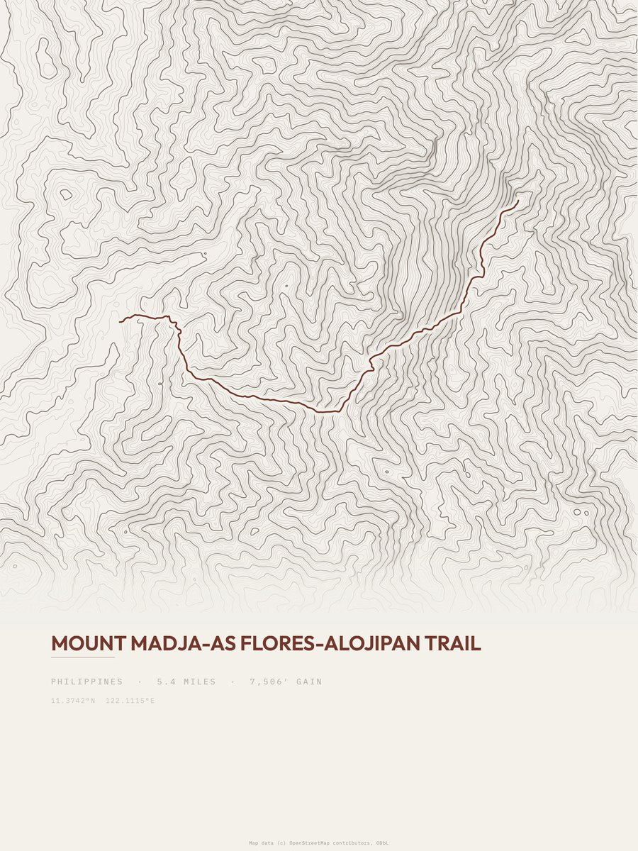 Mount Madja-as topographic trail print