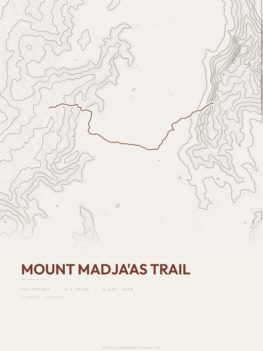 Mount Madja'as Trail topographic trail print