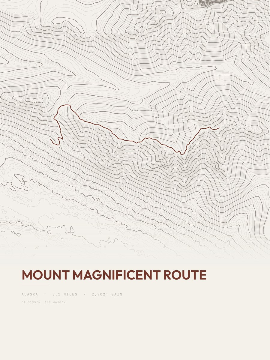Mount Magnificent Route Topographic print