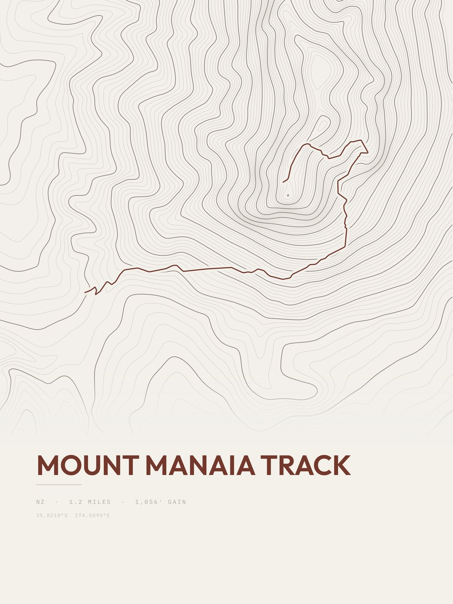 Mount Manaia Track Topographic print