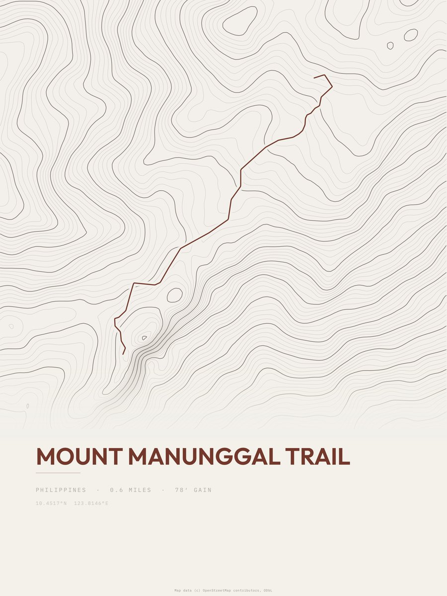 Mount Manunggal Trail Topographic print