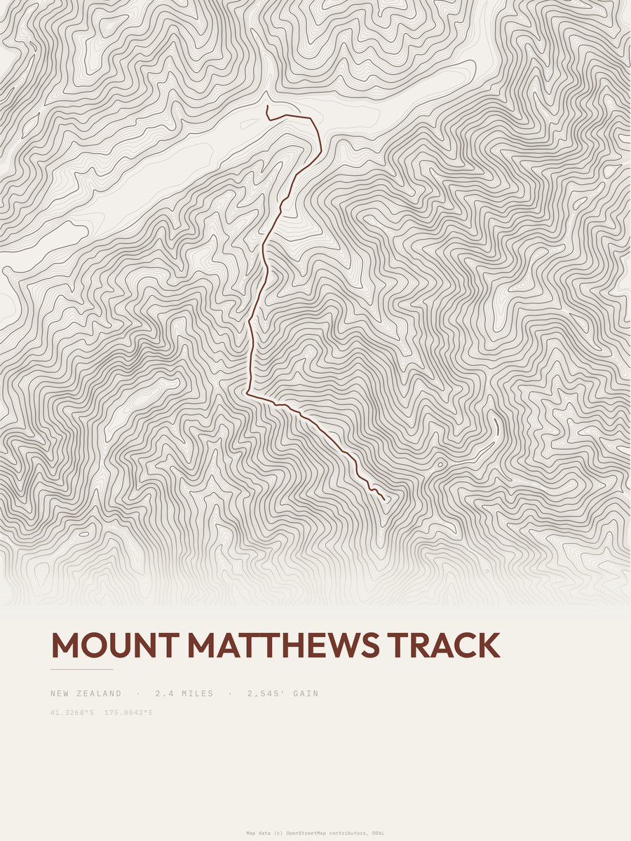 Mount Matthews Track Topographic print