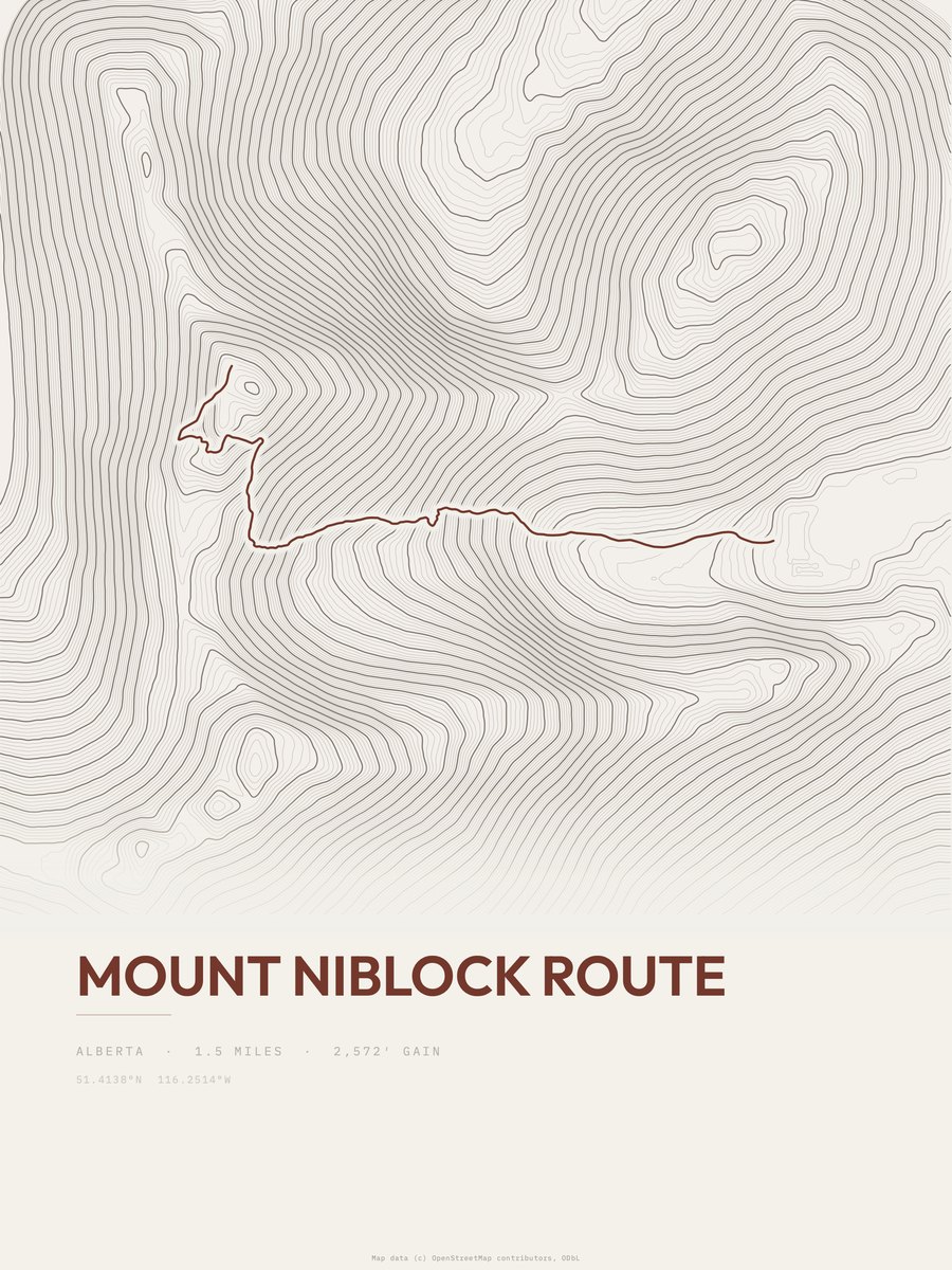 Mount Niblock Route Topographic print
