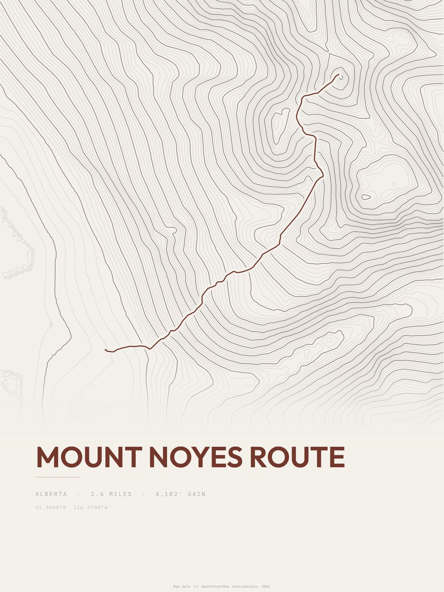 Mount Noyes Route Topographic print